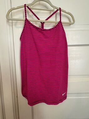 Nike Pink Striped Racerback Sports Bra
